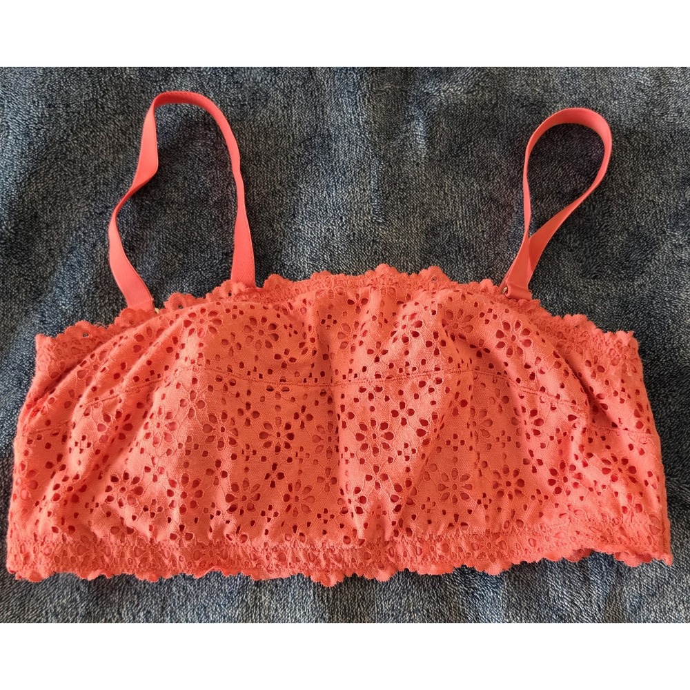 Auden Bralette XL Coral Eyelet Wireless Bra Sleeveless Lace Top